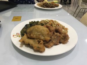 Buffet food at Loving Hut in Panama City