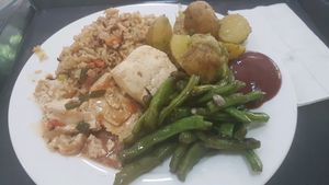 my buffet choices at Loving Hut in Panama City