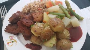 My buffet choices  at Loving Hut in Panama City