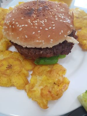 Vegan loving hut burger at Loving Hut in Panama City