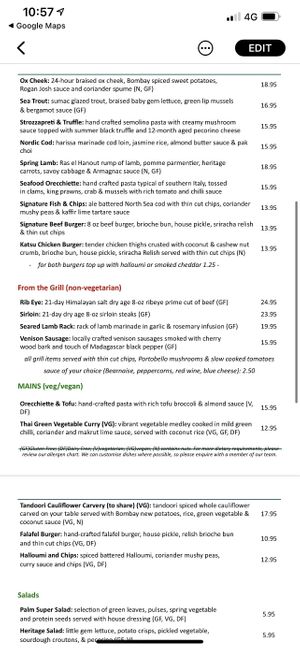 Menu at The Palm Brasserie in Basingstoke