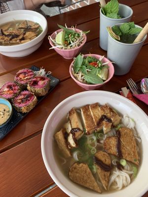 Vegan Pho and Tru purple sushi   at Tru Story in Hannover