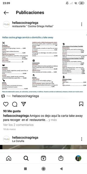 Menú pero no está completo at Hellas Cocina in A Coruna