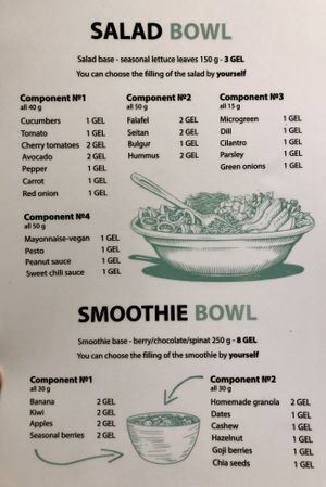 Menu at Go Vegan Cafe in Batumi