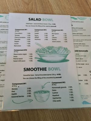 Menu at Go Vegan Cafe in Batumi