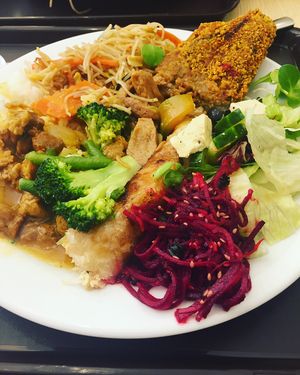 Yummy buffet choices  at Loving Hut - Vinohrady in Prague