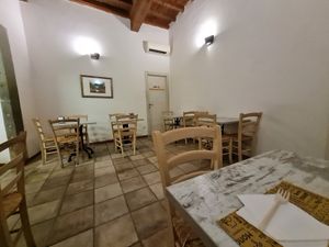 Inside tables at Atomic Falafel in Florence