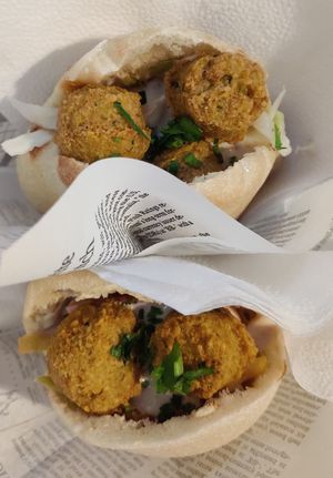 Panini fritto & panino falafel. at Atomic Falafel in Florence