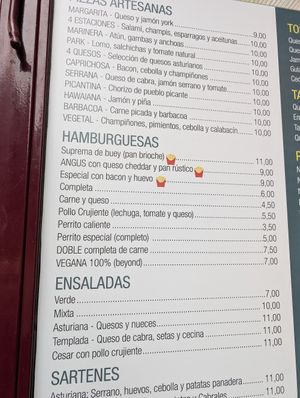 beyond burger listed at Cerveceria Park in Cangas De Onis