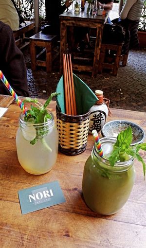 Die zwei Alkoholfreien Getränke.... Einmal ein "Caipi" und ein "Match Ice Tea" at Nori in Potsdam
