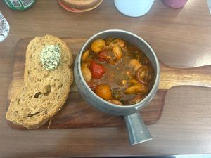 Cherry tomato and giant butter bean cassoulet £17 for this !  at The Ship Restaurant & Bar in Eyemouth