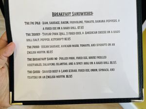 Breakfast menu at Colburn Cafe in Manchester Center