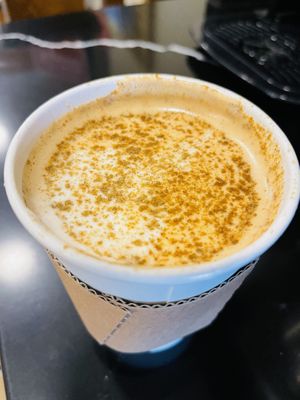 Maple cardamom latte at Colburn Cafe in Manchester Center