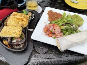 Veggie fajitas- vegan if ordered with no cheese  at Gringo Jack's in Manchester Center