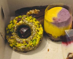 Vegan raw donut and cakes. at Rock'n'Raw in Belgrade