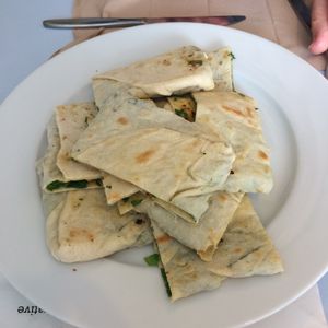 Spinach gozleme. at The Kitchen on Great Moor Street in Bolton