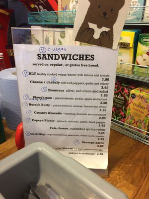 Sandwich menu (as of September 2017). at The Kitchen on Great Moor Street in Bolton