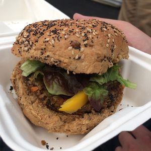 Kofta burger (takeaway). at The Kitchen on Great Moor Street in Bolton
