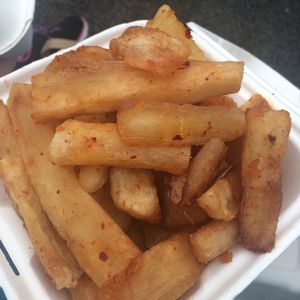Cassava chips. at The Kitchen on Great Moor Street in Bolton