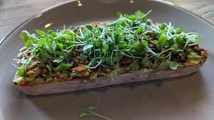 Avocado toast $10 at Takoma Beverage Company in Takoma Park