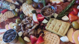 Charcuterie board made with Grass Fed Meats- prosciutto, salami and pepperoni at GRASS fed in Rochester