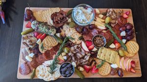 Charcuterie board made with Grass Fed Meats- prosciutto, salami and pepperoni at GRASS fed in Rochester