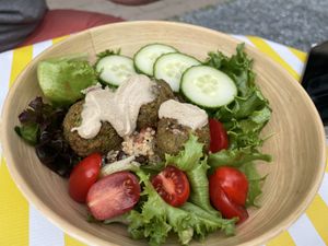 Falafel bowl  at Dina's Bakery Cafe in Manchester