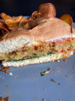 Chickpea burger at Sage Karma Kitchen in Willoughby