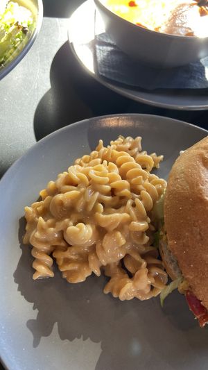 Mac and cheese uses chickpea pasta  at Sage Karma Kitchen in Willoughby
