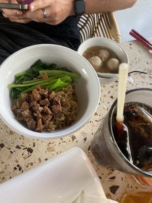 My partner got the bakso dish (vegan) at Merry Mie in Canggu