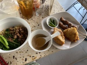 Mine - noodle dish and the soup was nice too!  at Merry Mie in Canggu