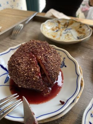 cherry sweet dumpling  at Knedlín in Prague