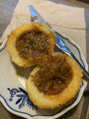 Vegan ratatouille dumpling   at Knedlín in Prague