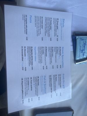 menu  at Taverna Eva in Crete