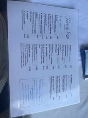 menu  at Taverna Eva in Crete