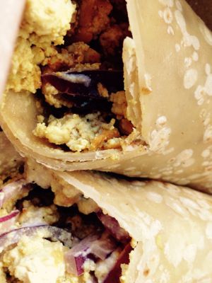 Vegan gf brekkie burrito at Local Sprouts Cafe in Portland