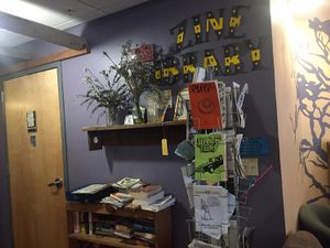 zine library at Local Sprouts Cafe in Portland