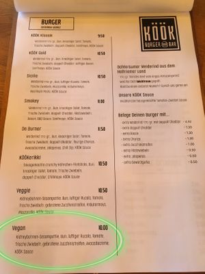 vegan burger option at KÖÖK in Neuharlingersiel