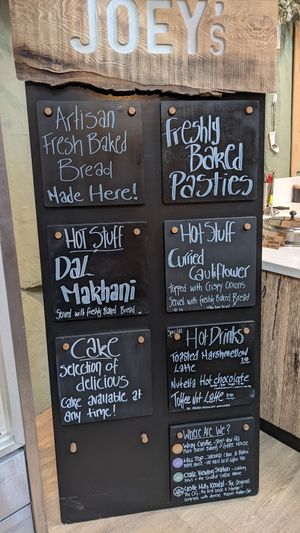 Menu at Joey's Cafe in Ambleside