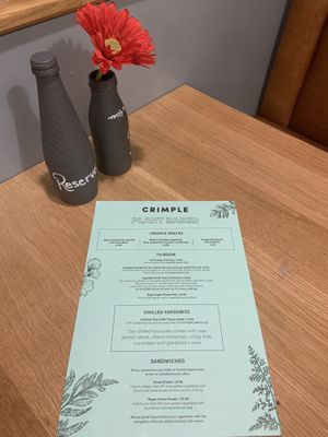 Vegan Menu at Crimple Hall Garden Centre in Harrogate