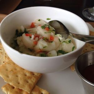 Ceviche de Guanabana: this is a play on the traditional fish ceviche, using Guanabana instead of fish. Great dish. Perfect for a hot day. at Veggie House in San Jose