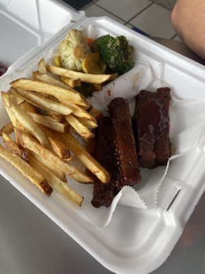soul plate with vegan ribs   at Vegan World Cafe in Chicago