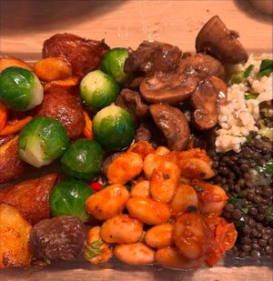 Brussels sprouts, butter beans, lentils. All delicious   at Olive and Cookie in Amsterdam