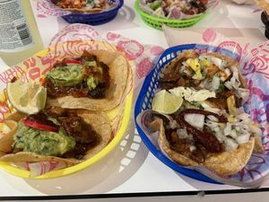 Tinga de Setas (left) & Pastor Veggie (right)  at Surfin' Tacos in Bilbao