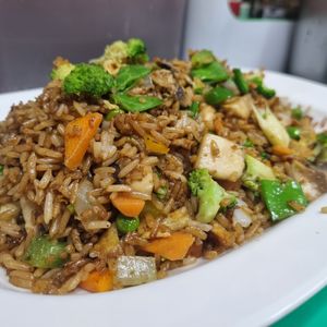 Vegan Chicken chilli and black beans fried rice at Oriental Chef in Wolverhampton