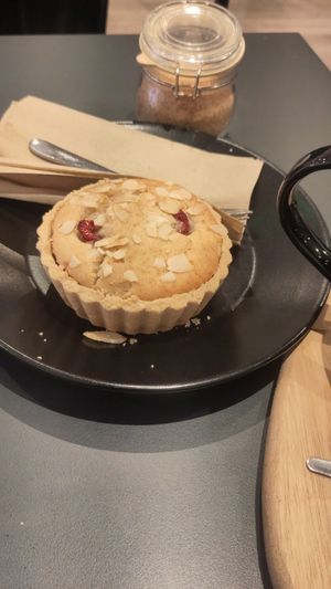 Raspberry Bakewell tart (Vegan and GF) at Rough Hands in Stroud