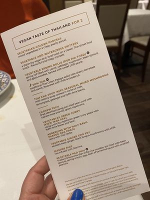 Vegan set menu for two... at Bangkok Bistro in Winchester