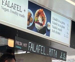 Menu options  at Falafel + in London