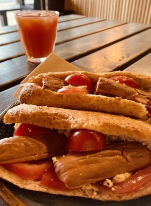 Breakfast baguette  at Revival in West London