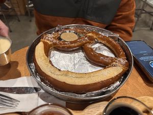 Pretzel minus beer cheese   at Atlantic Brewing in Bar Harbor